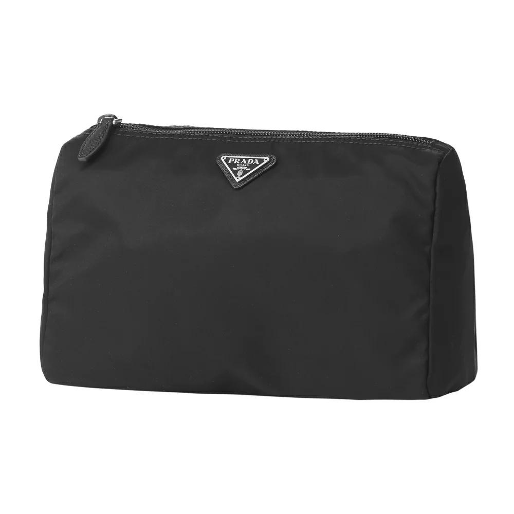 PRADA 黒 ケース Prada Black Tessuto Nylon Medium Cosmetic Case Clutch – Queen Bee