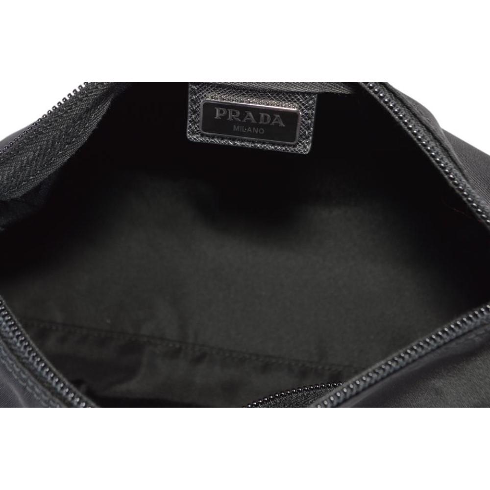 Prada Necessaire Black Tessuto Nylon Small Toiletry Case available at Queen Bee of Beverly Hills