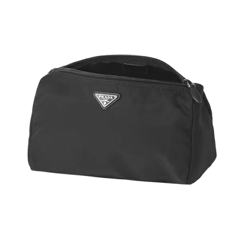 Prada Black Tessuto Nylon Medium Cosmetic Case Clutch – Queen Bee