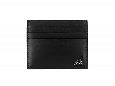 Prada Nero Black Vitello Leather Card Holder with Iconic Triangle Logo 2MC223 at_Queen_Bee_of_Beverly_Hills
