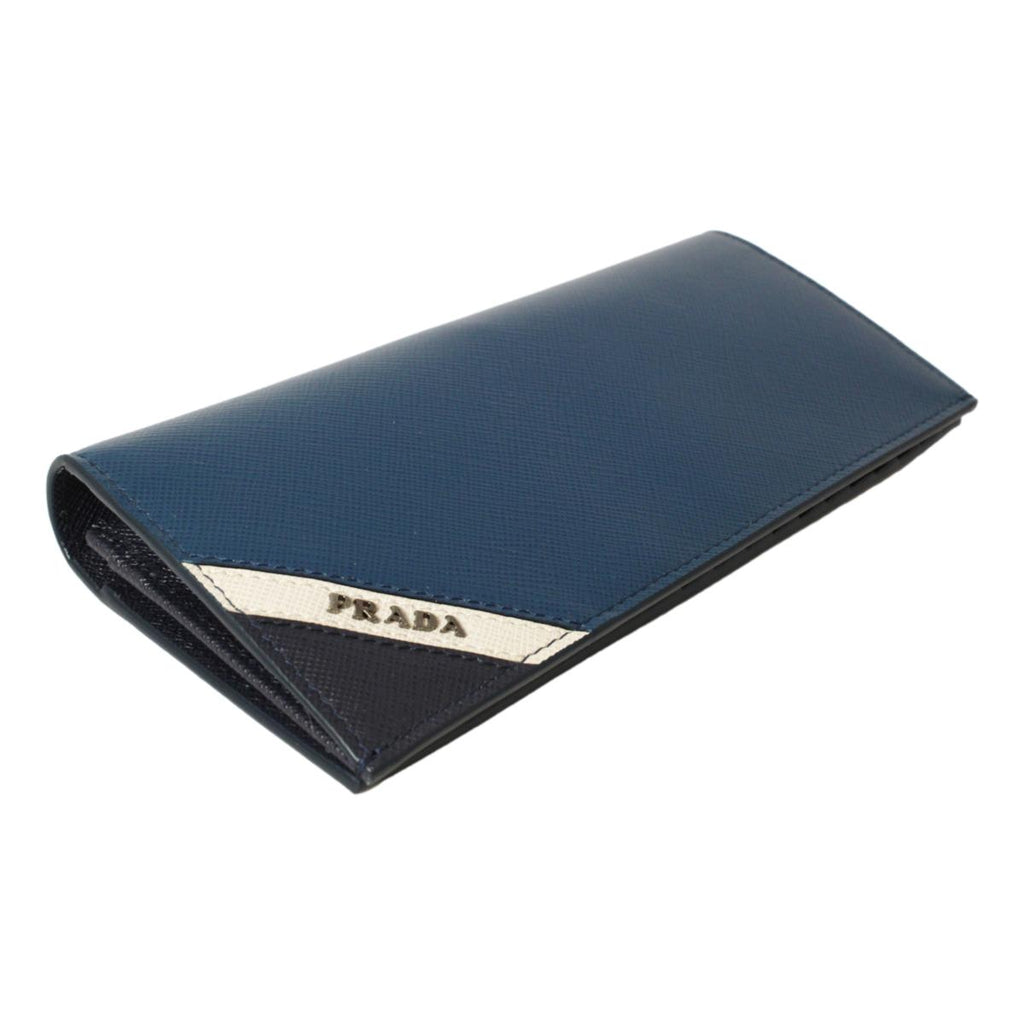 Prada Oceano Blue Saffiano Leather Tricolor Vertical Wallet 2MV836 at_Queen_Bee_of_Beverly_Hills