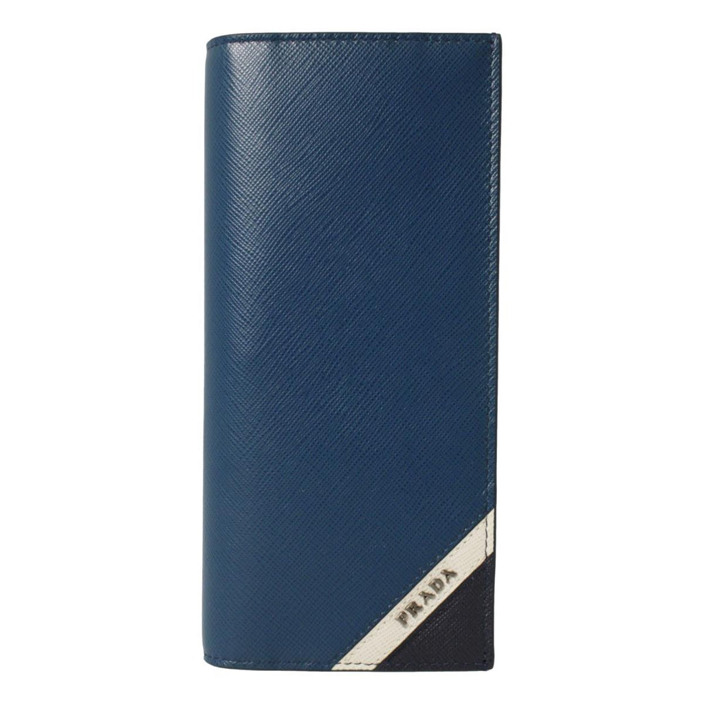 Prada Oceano Blue Saffiano Leather Tricolor Vertical Wallet 2MV836 at_Queen_Bee_of_Beverly_Hills