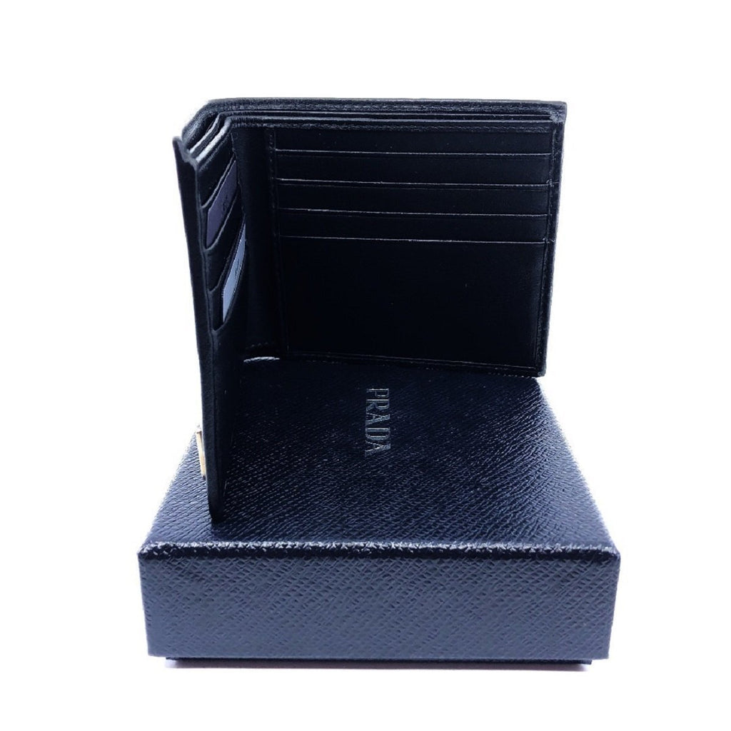 Prada Black horizontal wallet with logo