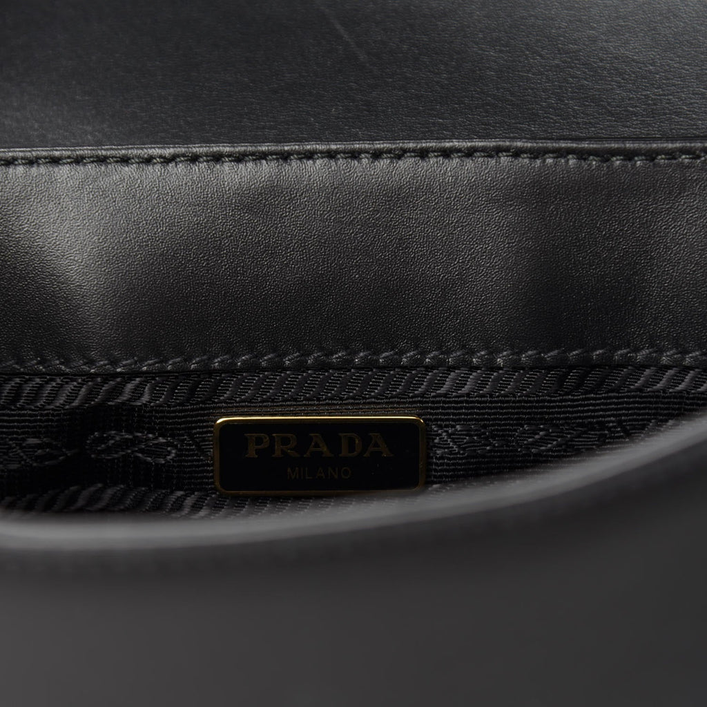 Prada Pattina Leather Shoulder Bag In Cordovan