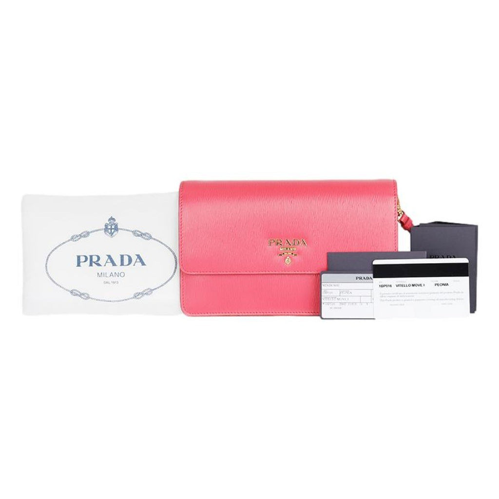 Prada Peonia Pink Vitello Move Leather Crossbody Wallet Handbag 1BP016 at_Queen_Bee_of_Beverly_Hills