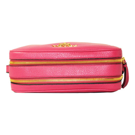 Prada Peonia Pink Vitello Phenix Leather Double Zip Crossbody available at Queen Bee of Beverly Hills