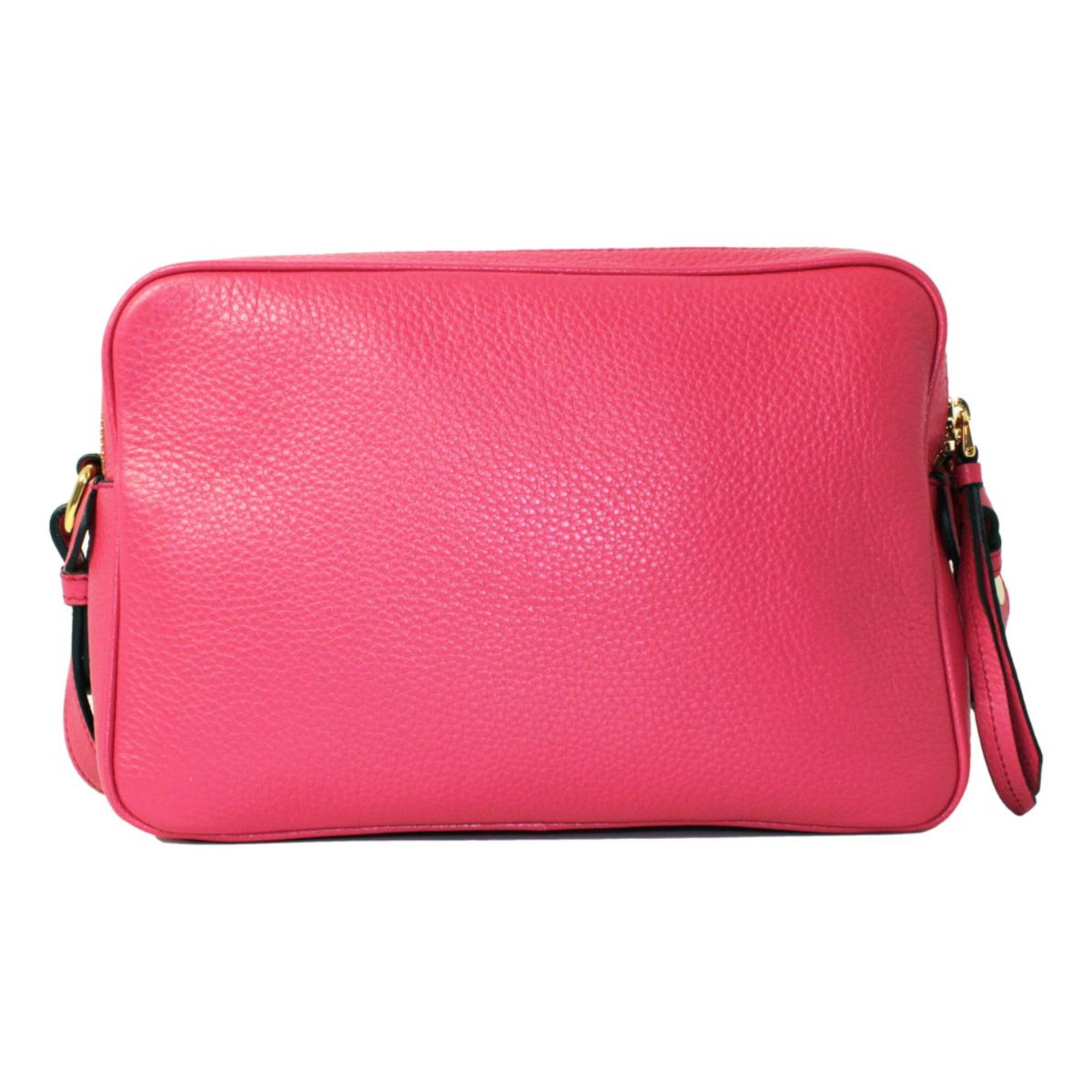 Prada Peonia Pink Vitello Phenix Leather Double Zip Crossbody available at Queen Bee of Beverly Hills