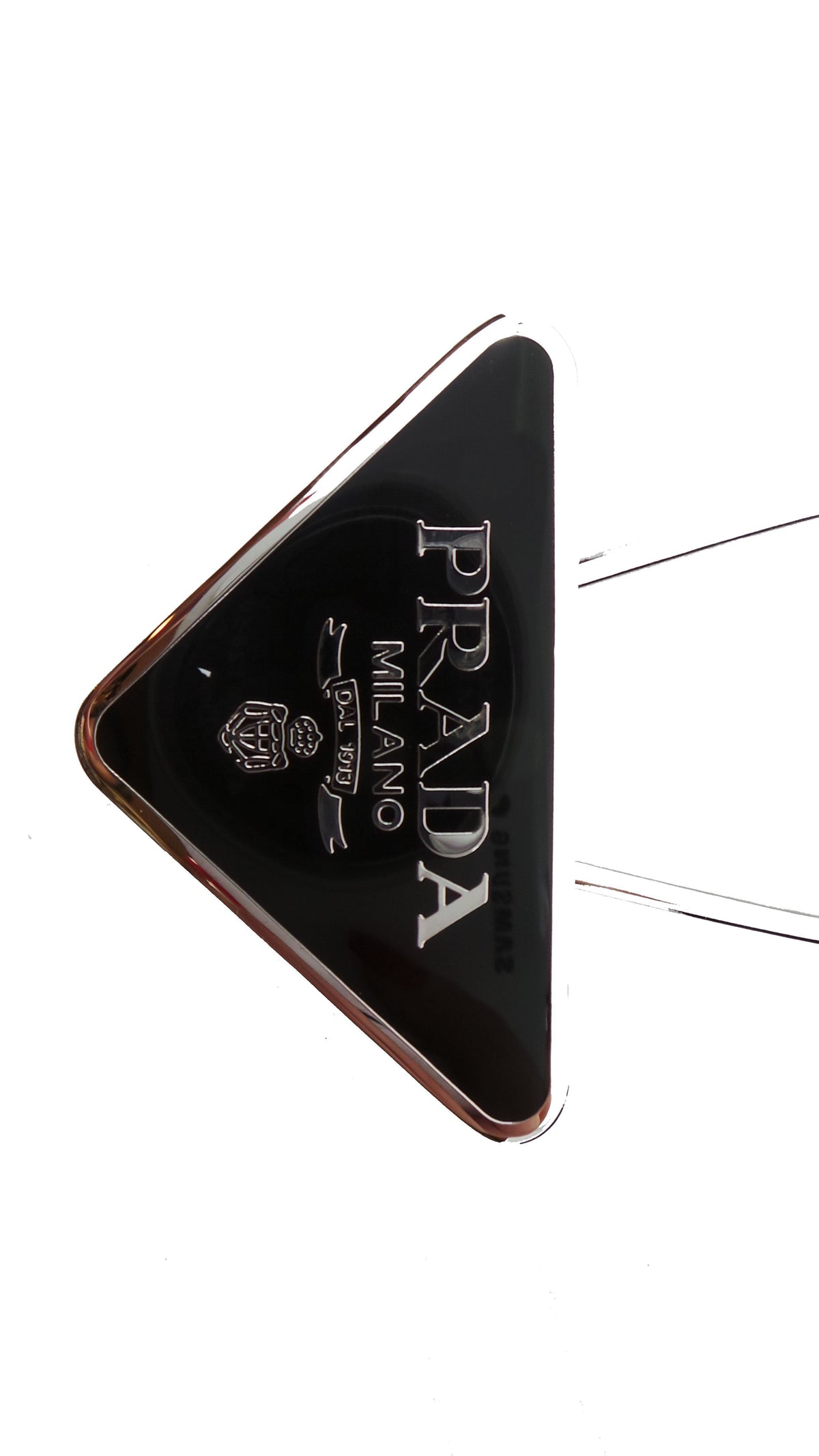 Prada Portachiavi Smalto Black Enameled Metal Triangle Logo Keychain Ring 2PS395 at_Queen_Bee_of_Beverly_Hills