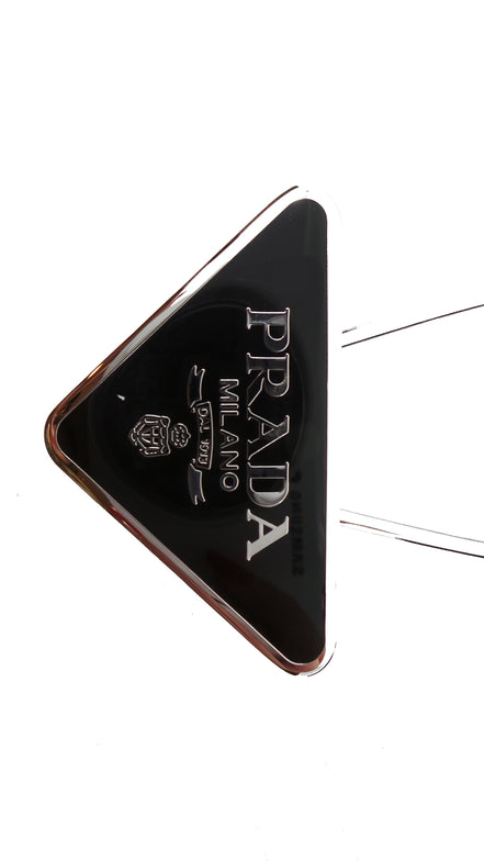Prada Portachiavi Smalto Black Enameled Metal Triangle Logo Keychain Ring 2PS395 at_Queen_Bee_of_Beverly_Hills