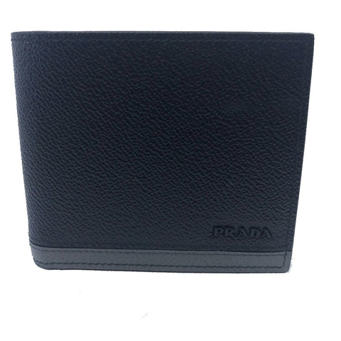 Prada Portafoglio Black Nero Baltico Grey Vitello Micro Grain Leather Wallet 2MO513 at_Queen_Bee_of_Beverly_Hills