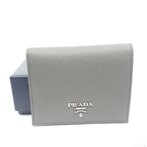 Prada Portafoglio Verticale Marmo Grey Saffiano Cuir Leather Flap Wallet 1MV204 at_Queen_Bee_of_Beverly_Hills