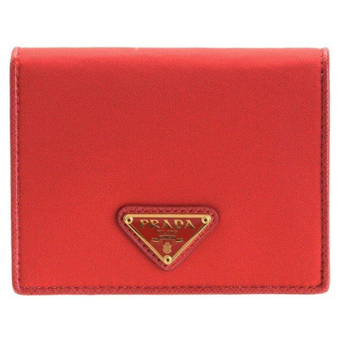 Prada Portafoglio Verticale Rosso Red Tessuto Leather Wallet 1MV204 at_Queen_Bee_of_Beverly_Hills