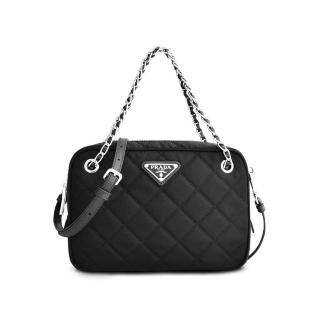 Prada Re-Edtion Nylon Quilted Black Triangle Logo Crossbody Bag – Queen Bee  of Beverly Hills