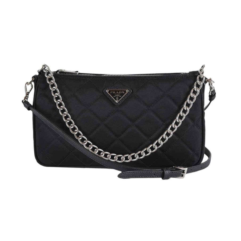 Prada Black Tessuto Nylon Quilted Chain Crossbody Bag – Queen Bee of  Beverly Hills