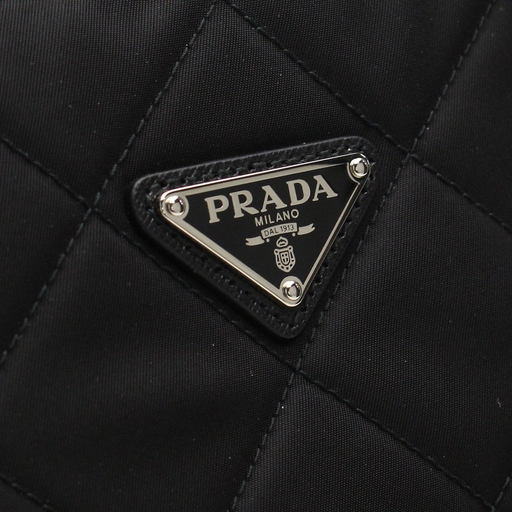 Prada Quilted Tessuto Nylon Chain Black Tote Shoulder Bag 1BG017 at_Queen_Bee_of_Beverly_Hills