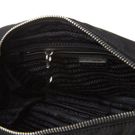 Prada Re-Edtion Nylon Quilted Black Triangle Logo Crossbody Bag available at Queen Bee of Beverly Hills