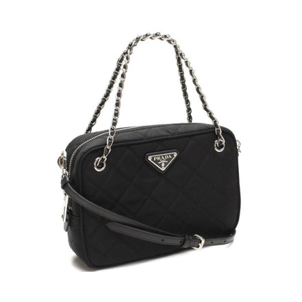 Prada Re-Edtion Nylon Quilted Black Triangle Logo Crossbody Bag available at Queen Bee of Beverly Hills