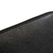 Prada Saffiano Active Black Leather Stripe Zip Around Wallet available at Queen Bee of Beverly Hills