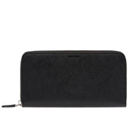 Prada Saffiano Active Black Leather Stripe Zip Around Wallet available at Queen Bee of Beverly Hills