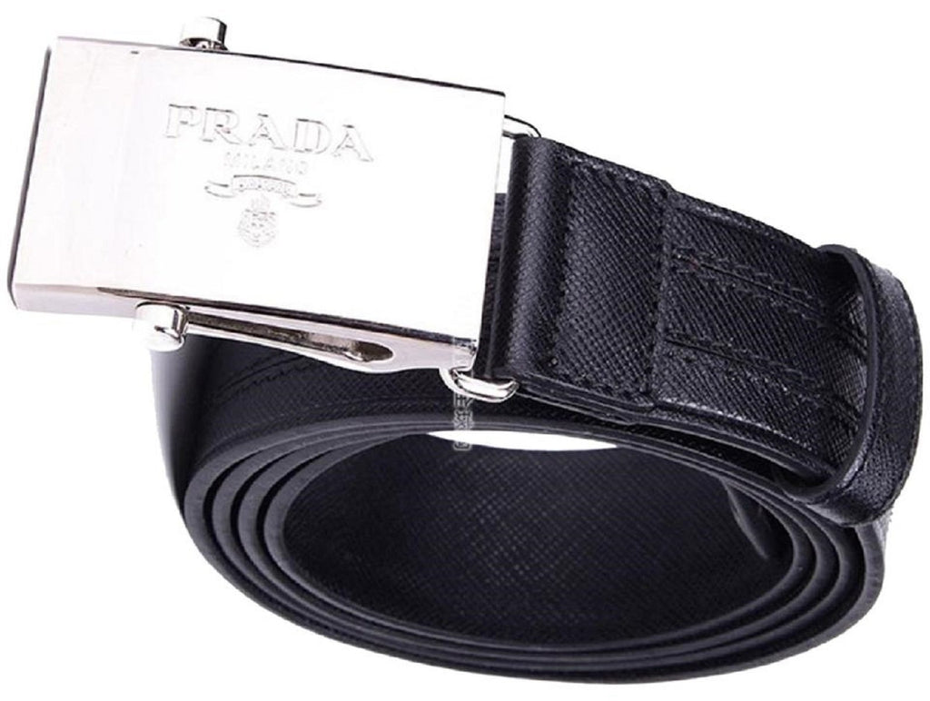 Prada Saffiano  Black Leather Belt 2CM009 Size: 105/42 at_Queen_Bee_of_Beverly_Hills