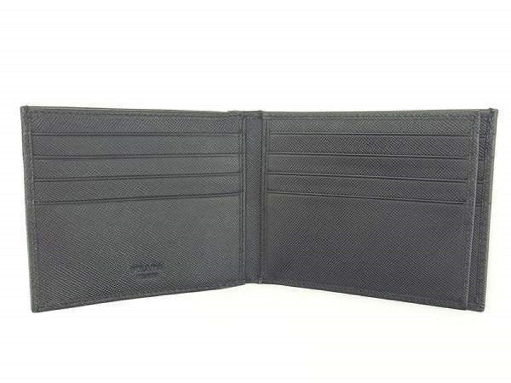 Prada Saffiano Gray Leather Men's Billfold Bi fold Wallet 2MO513 ...