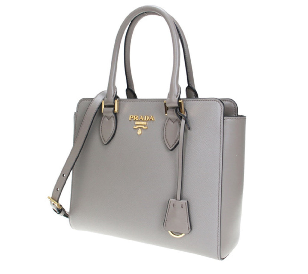 Prada Argilla Gray Saffiano Lux Leather Large Satchel Handbag – Queen Bee  of Beverly Hills