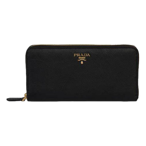 Prada Saffiano Leather Black Zip Wallet 1ML506 at_Queen_Bee_of_Beverly_Hills