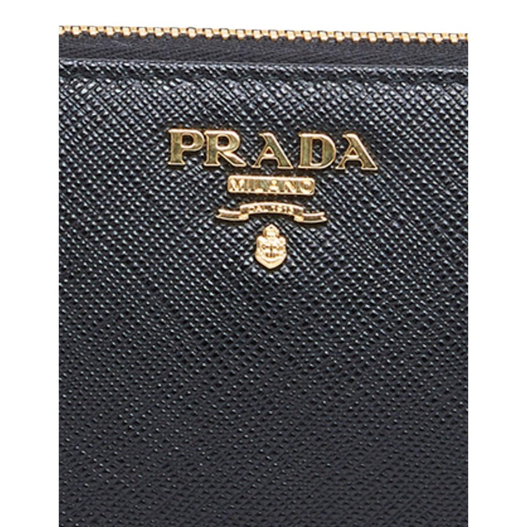 Prada Saffiano Leather Black Zip Wallet 1ML506 at_Queen_Bee_of_Beverly_Hills