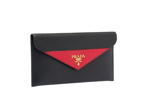 Prada Saffiano Leather Envelope document holder leather interior pouch credit card slots pockets 1mf006 at_Queen_Bee_of_Beverly_Hills
