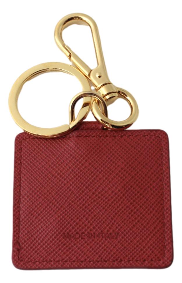 Prada Saffiano Leather Red Gold Car Keychain 2PP137 at_Queen_Bee_of_Beverly_Hills