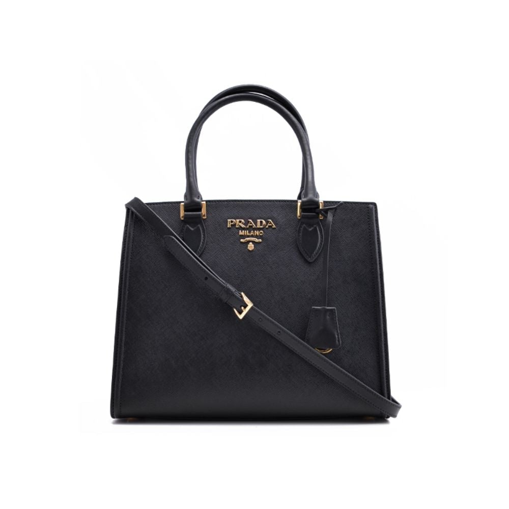 PRADA Saffiano Soft Chain Shoulder Bag Black 297430