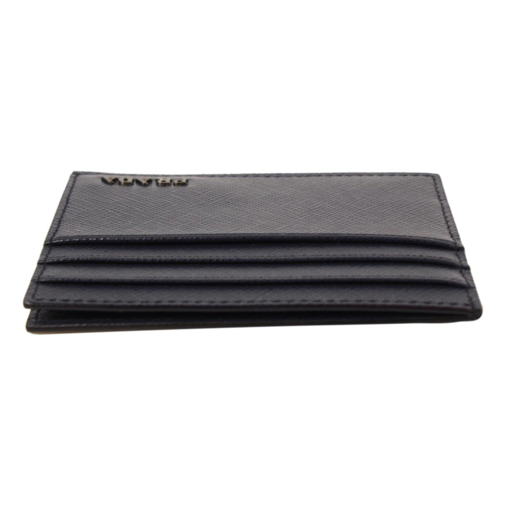 Prada Leather Card Holder Black in Saffiano Leather with Silver