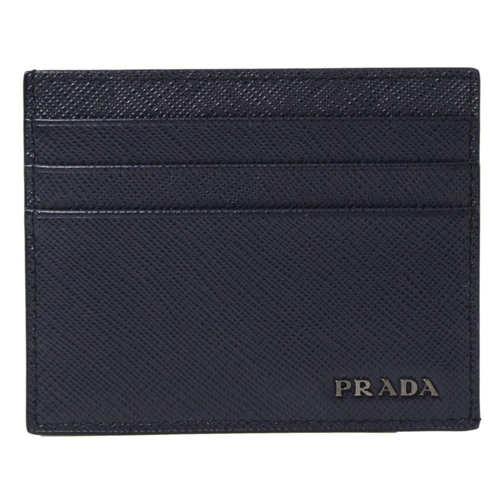 Prada Blue Saffiano Leather Badge Holder