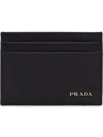 Prada Saffiano Mens Credit Card Wallet Black Nero Silver Logo 2MC223 at_Queen_Bee_of_Beverly_Hills