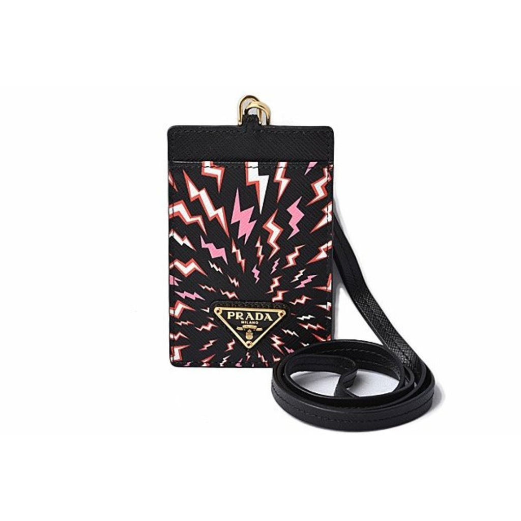 Prada Saffiano Thunde Lacca Black Card Case Badge Holder 1MC007 at_Queen_Bee_of_Beverly_Hills