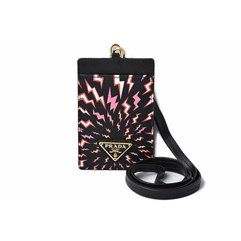 Prada Saffiano Thunde Lacca Black Card Case Badge Holder 1MC007 at_Queen_Bee_of_Beverly_Hills