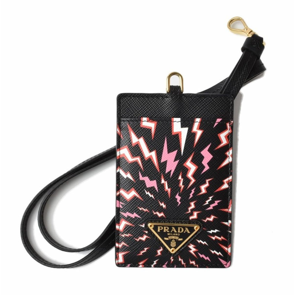 Prada Saffiano Thunder Lacca Black Card Case Badge Holder 1MC007 at_Queen_Bee_of_Beverly_Hills