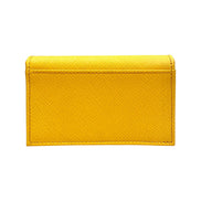 Prada Saffiano Yellow Leather Card Case Wallet available at Queen Bee of Beverly Hills
