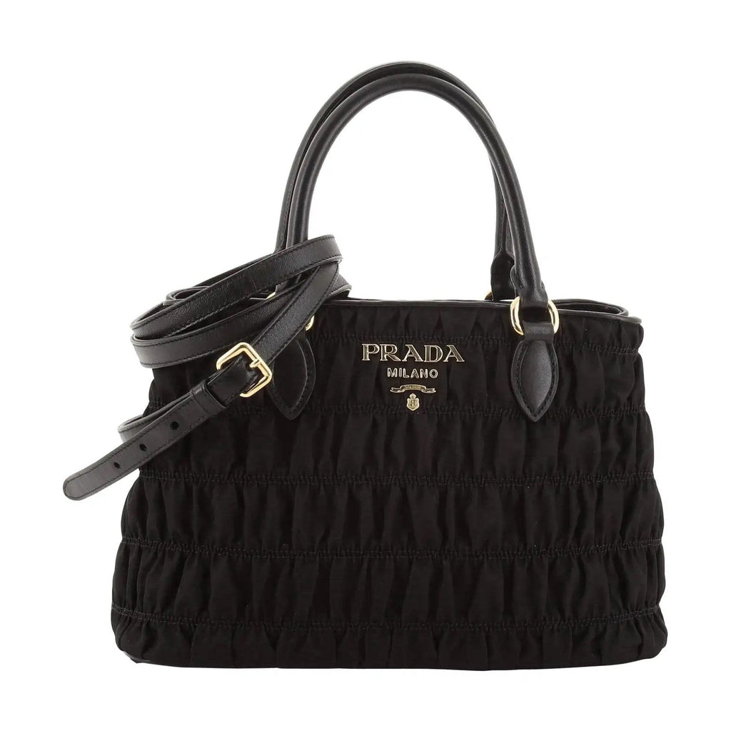 Prada Tessuto Gaufre Nylon Small Black Satchel Handbag – Queen Bee