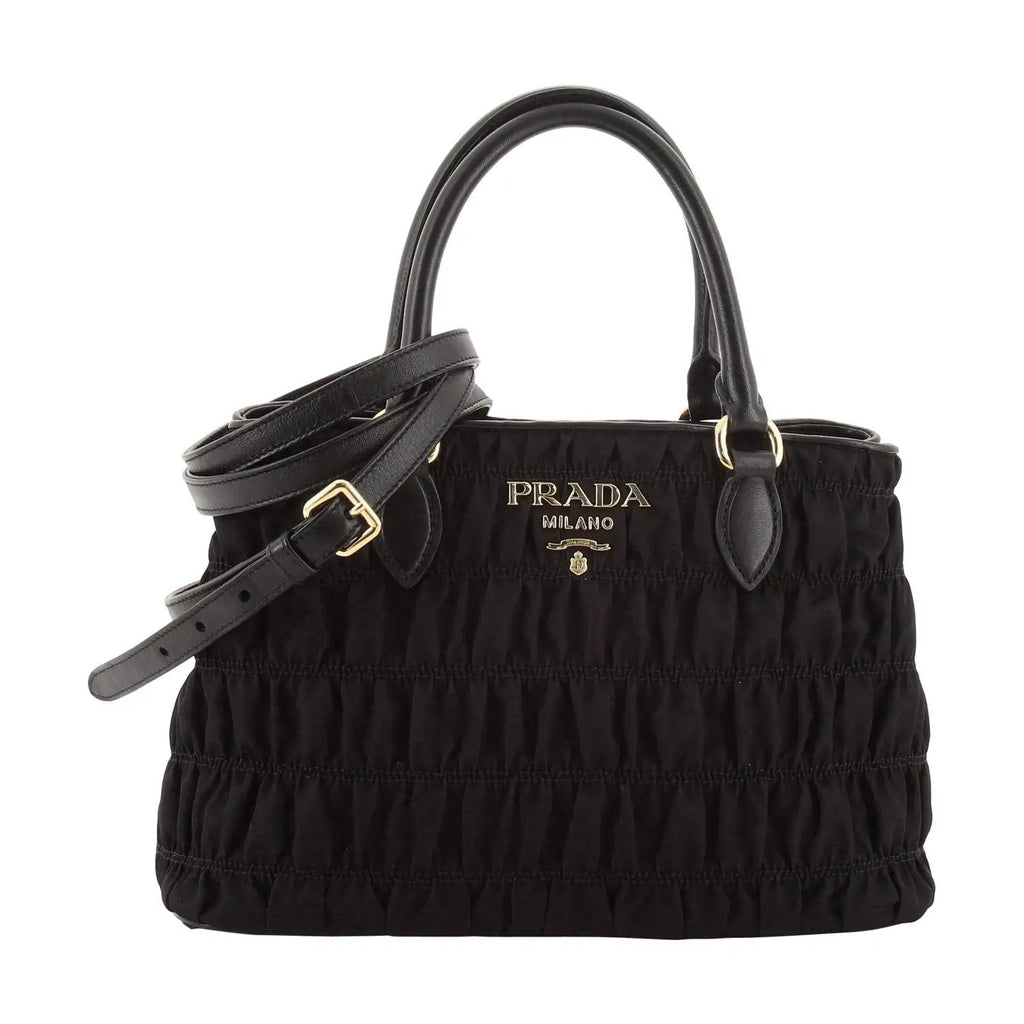 Prada Tessuto Gaufre Nylon Small Black Satchel Handbag 1BA173 at_Queen_Bee_of_Beverly_Hills