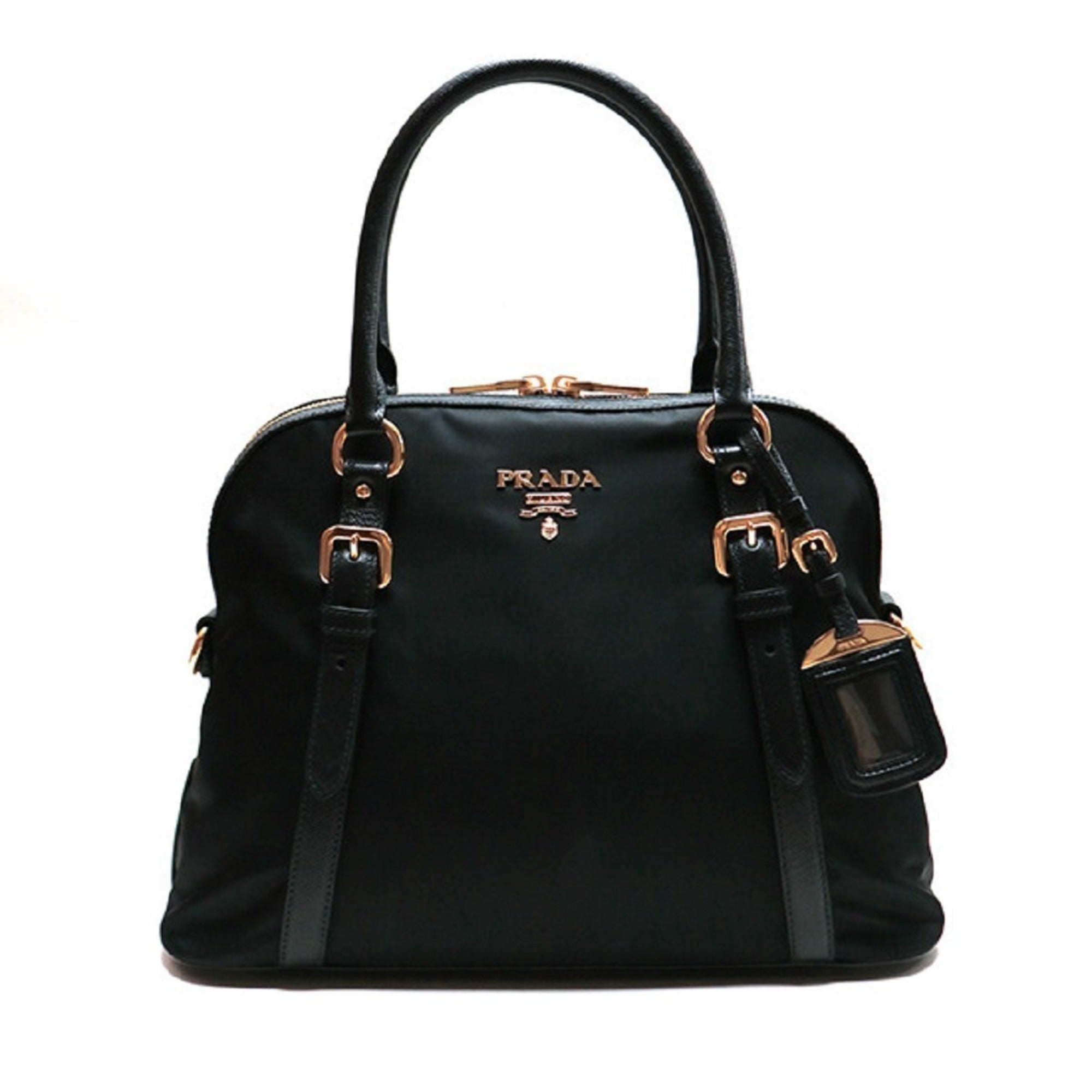 Prada Tessuto Nylon and Saffiano Leather Black Convertible Satchel Bag 1BB013 at_Queen_Bee_of_Beverly_Hills
