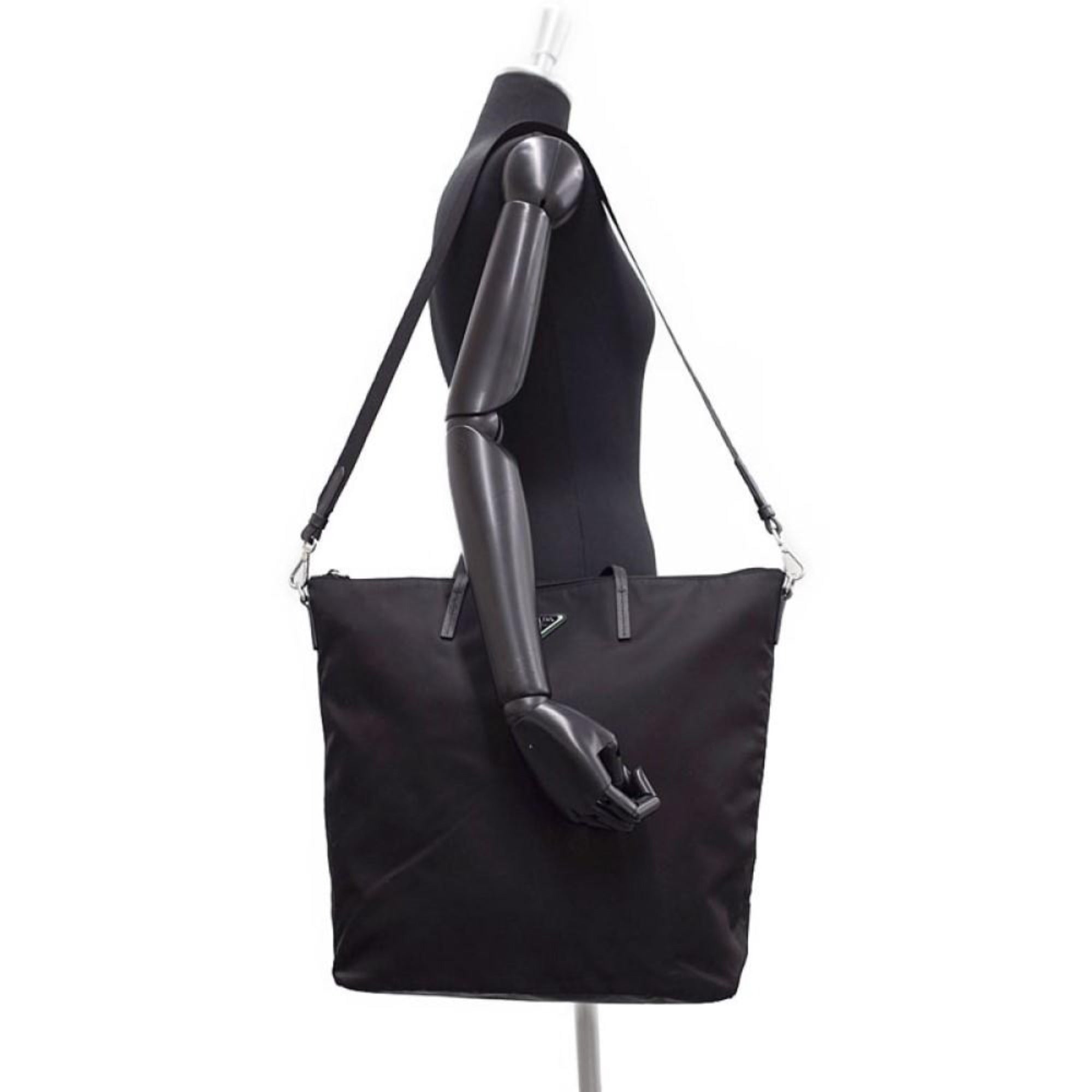 Prada Tessuto Nylon Black Convertible Shopping Tote available at Queen Bee of Beverly Hills