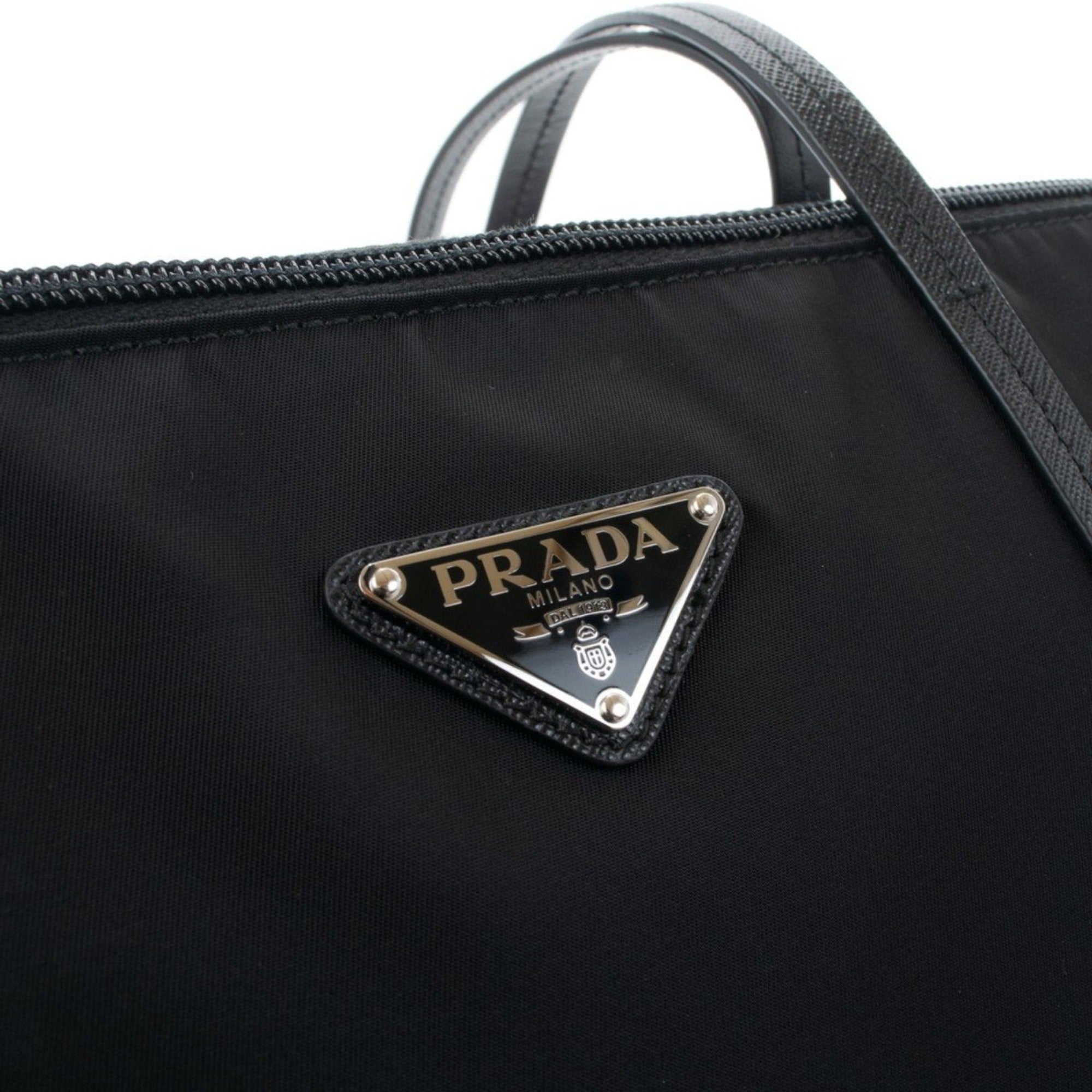 Prada Tessuto Nylon Black Convertible Shopping Tote available at Queen Bee of Beverly Hills