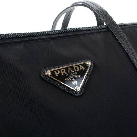 Prada Tessuto Nylon Black Convertible Shopping Tote available at Queen Bee of Beverly Hills
