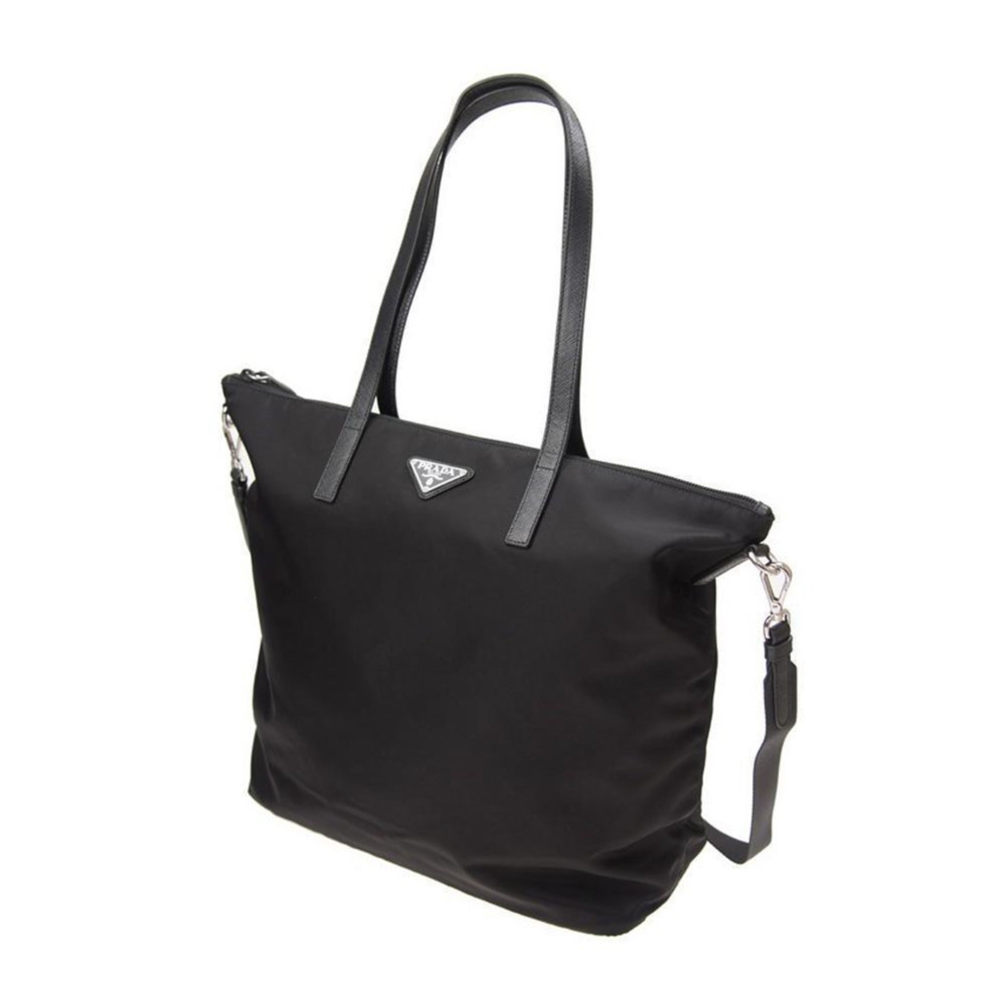 Prada Tessuto Nylon Black Convertible Shopping Tote available at Queen Bee of Beverly Hills