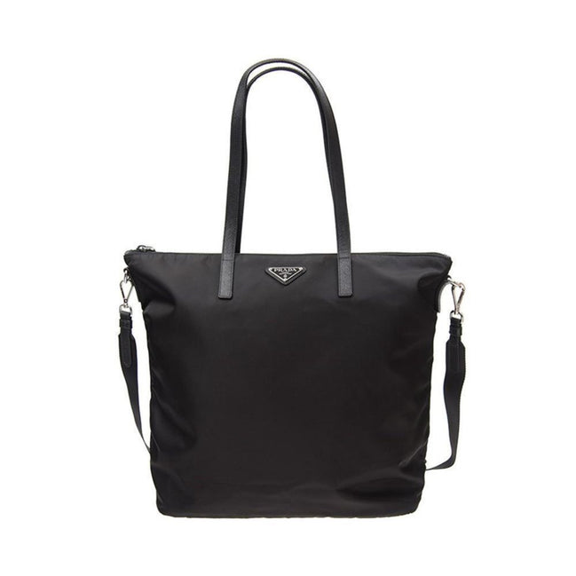 Prada Tessuto Nylon Black Convertible Shopping Tote available at Queen Bee of Beverly Hills