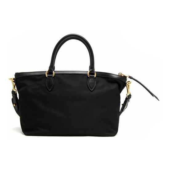 Prada Tessuto Nylon Black Leather Clochette Crossbody Tote Bag available at Queen Bee of Beverly Hills