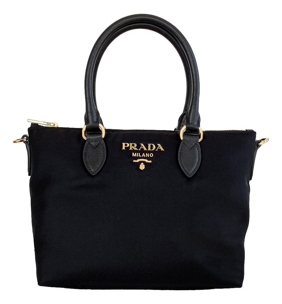 PRADA SAFFIANO CLUTCH - Black and Gold, Lightweight, Detachable Strap, Purse