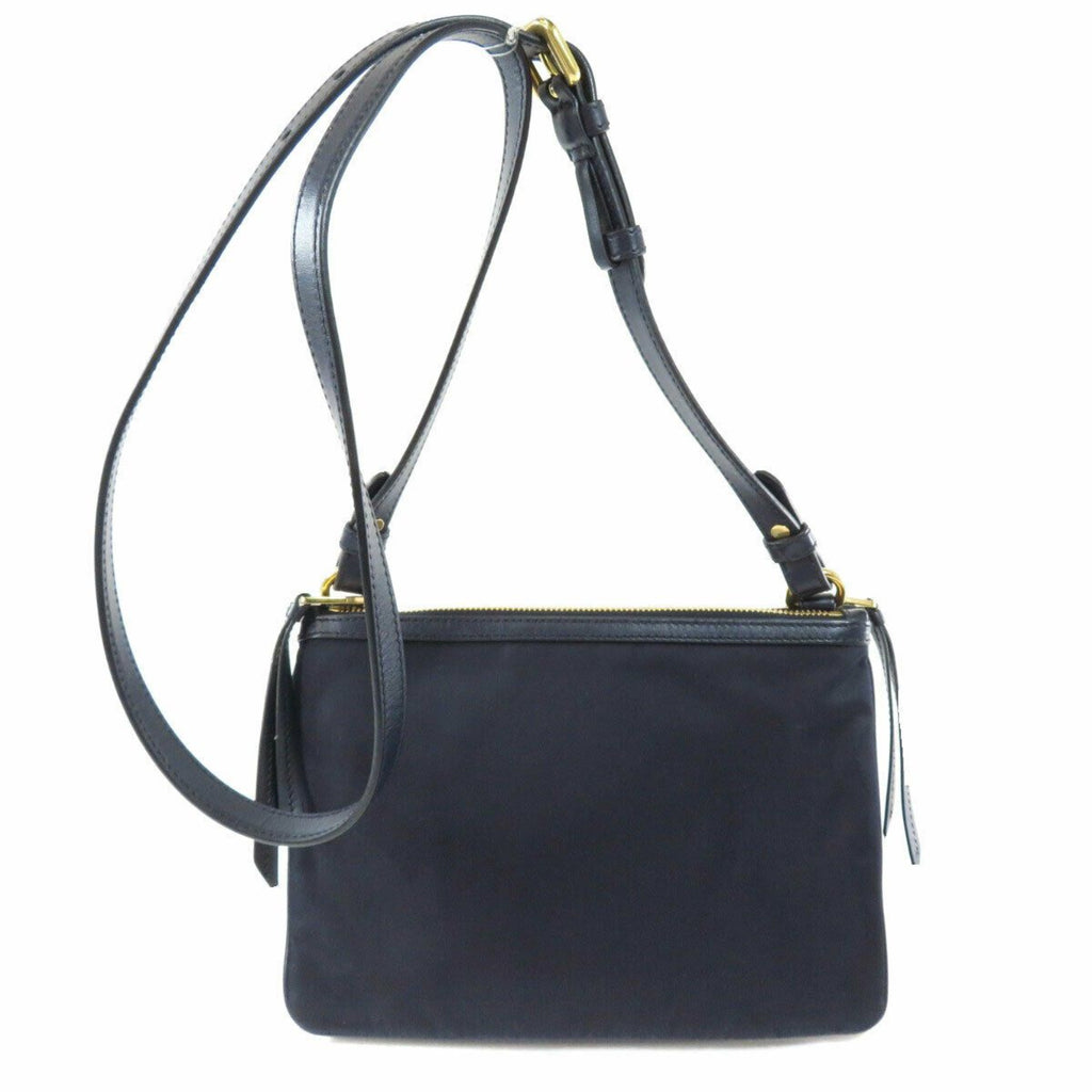 Prada Tessuto Nylon Blue Double Zip Calf Leather Crossbody Bag 1BH046