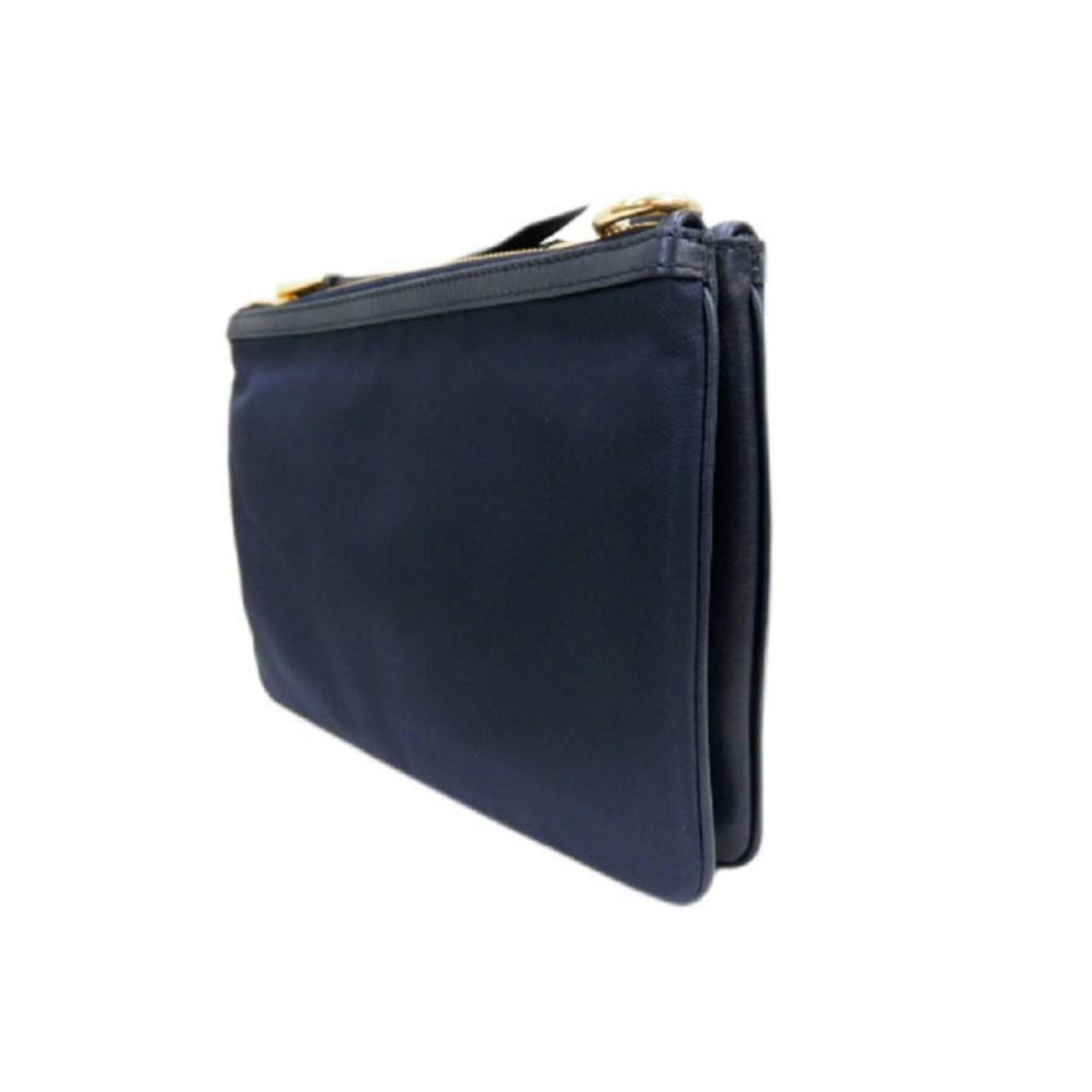 Prada Tessuto Nylon Blue Zip Calf Leather Cross Body Bag available at Queen Bee of Beverly Hills